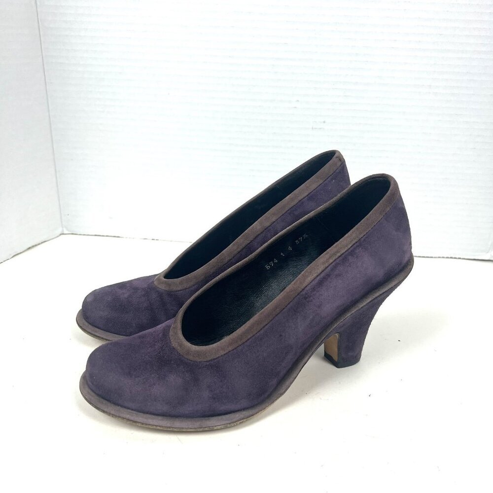 Women's Purple Suede Mid Heel Pumps Item #3058